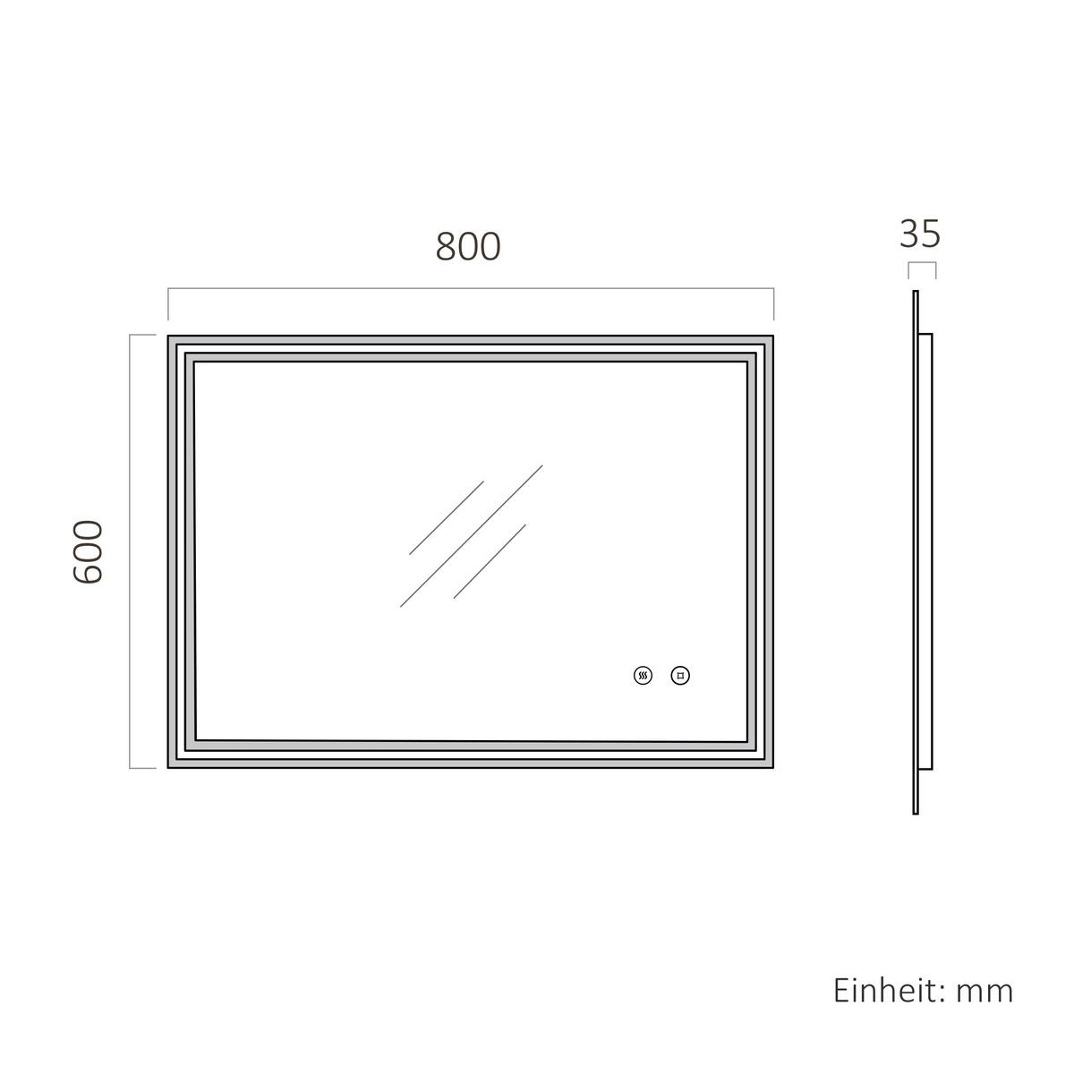 OGLINDA de baie cu LED-uri 80/60 cm - transparent, sticlă (80/60/3.5cm) - EMKE