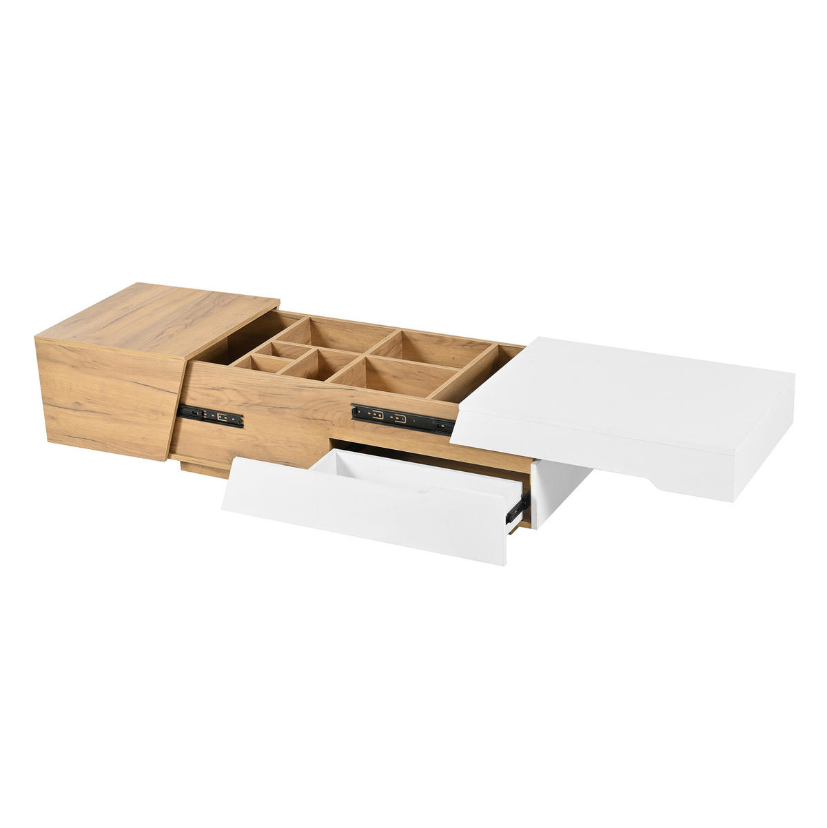 COUCHTISCH aus MDF 120x50x37,5 cm in Weiß mit Schiebedesign & 2 Schubladen - Weiß, Holzwerkstoff (120/50/37.5cm) - Modfu