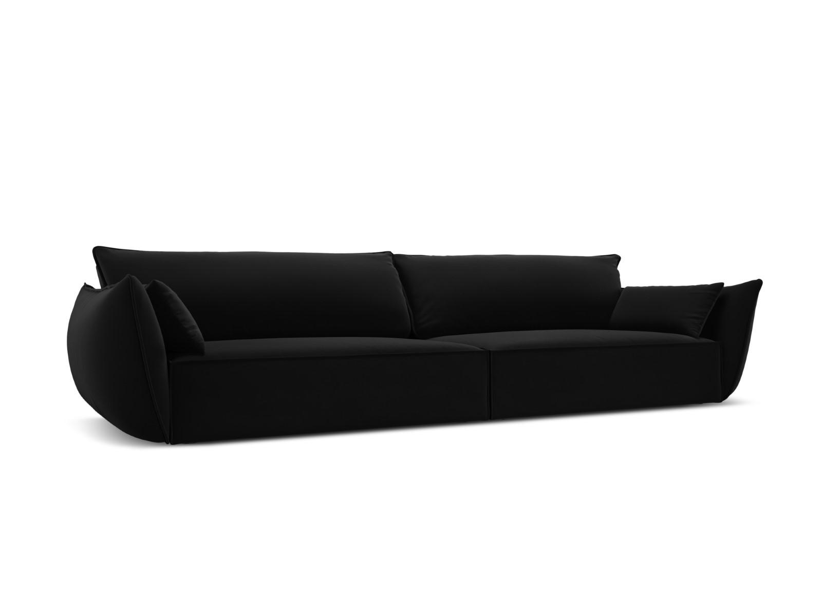 SOFA Kaelle aus Samt schwarz 4 Sitzplätze - Schwarz, Textil (110/85/248cm) - Micadoni