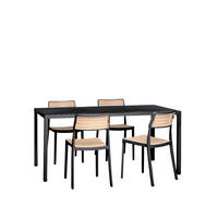 GARTEN-SET mit Tisch und 4 stapelbaren Stühlen in Schwarz Hilda - Schwarz, Kunststoff - Klast Home