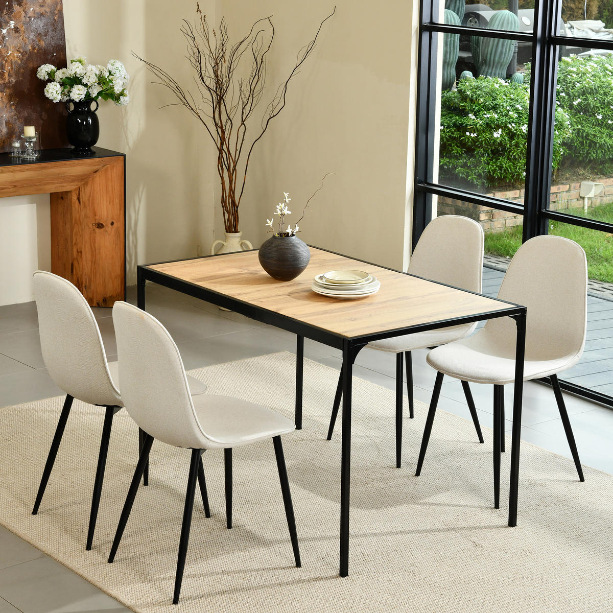 ESSTISCH Holzoptik 120x75 mit Metallgestell - Braun, Holz/Metall (120/75/75cm) - Urban Meuble