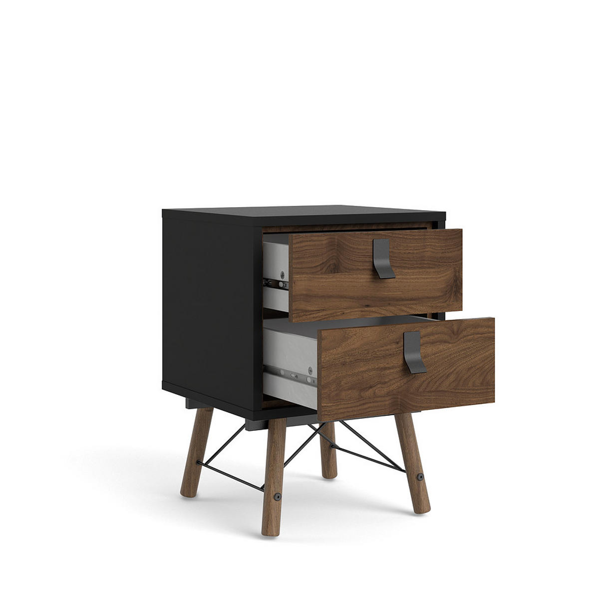 NACHTSCHRANK mattschwarz - Schwarz, Holzwerkstoff (43/60/40cm) - ebuy24