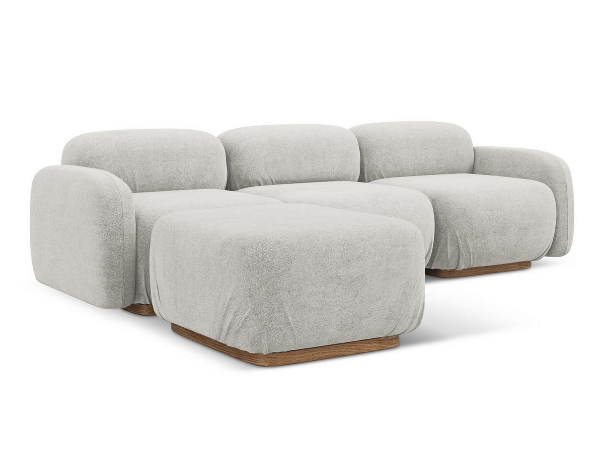 ECKSOFA Beidseitig Bouclé Stoff Grau - Silberfarben/Braun, Holz/Textil (270/190cm) - Makamii