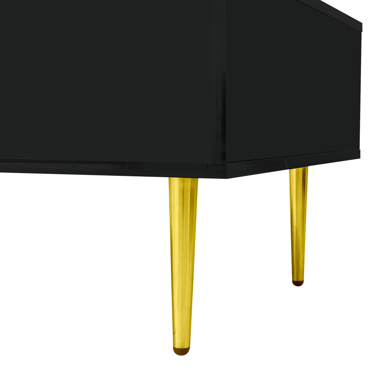 COUCHTISCH aus MDF 100x60x41,5 cm in Schwarz Hochglanz mit 2 Schubladen - Schwarz, Holzwerkstoff (100/60/41.5cm) - Modfu