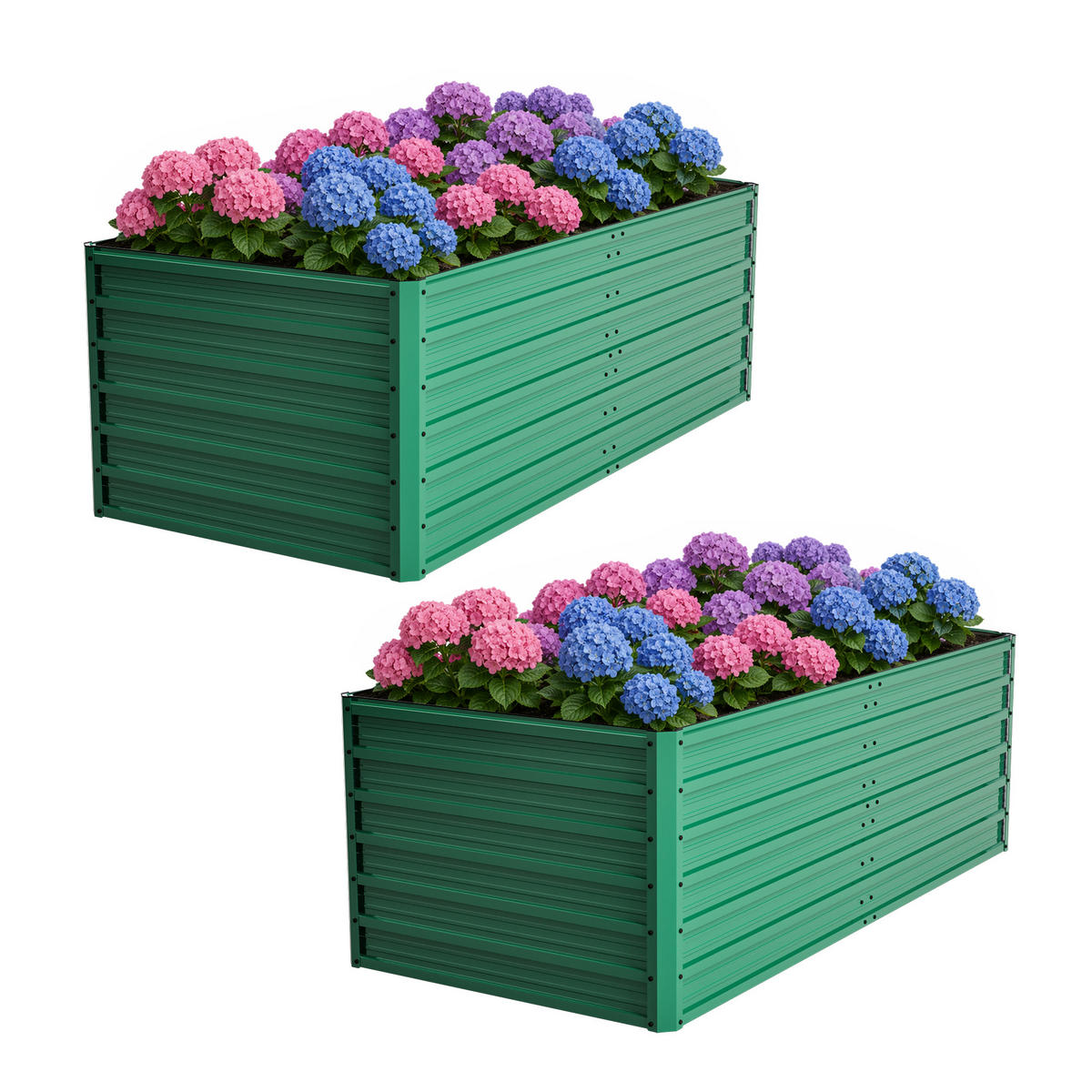 HOCHBEET 190/90/64 cm Grün (2 Stück) - Grün, Metall (90/64/190cm) - Oxeza