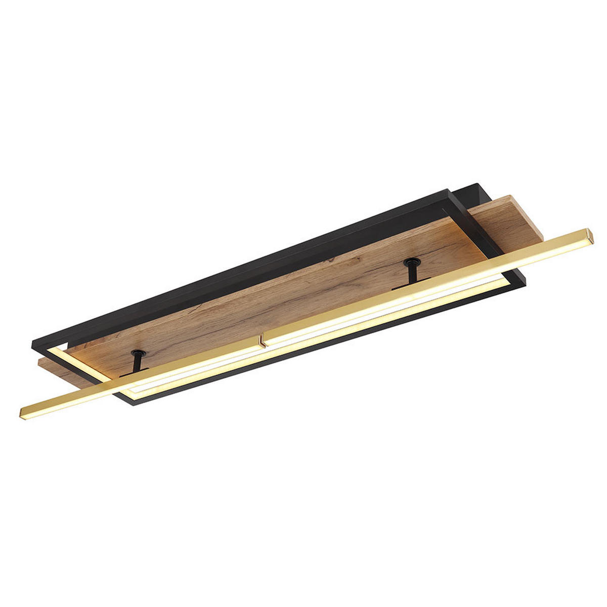 LED DECKENLEUCHTE Holz Schwarz Messing - Schwarz, Metall (81.5/40.5/9cm) - Globo Lighting
