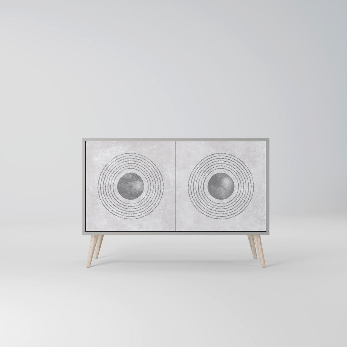 SIDEBOARD SOLID CIRCLES, Eicheneffekt, 111x42x77,5 cm, 2 Türen - Eichefarben/Buchefarben, Holzwerkstoff/Buchenholz (111/77.5/42cm) - SpaceRebels