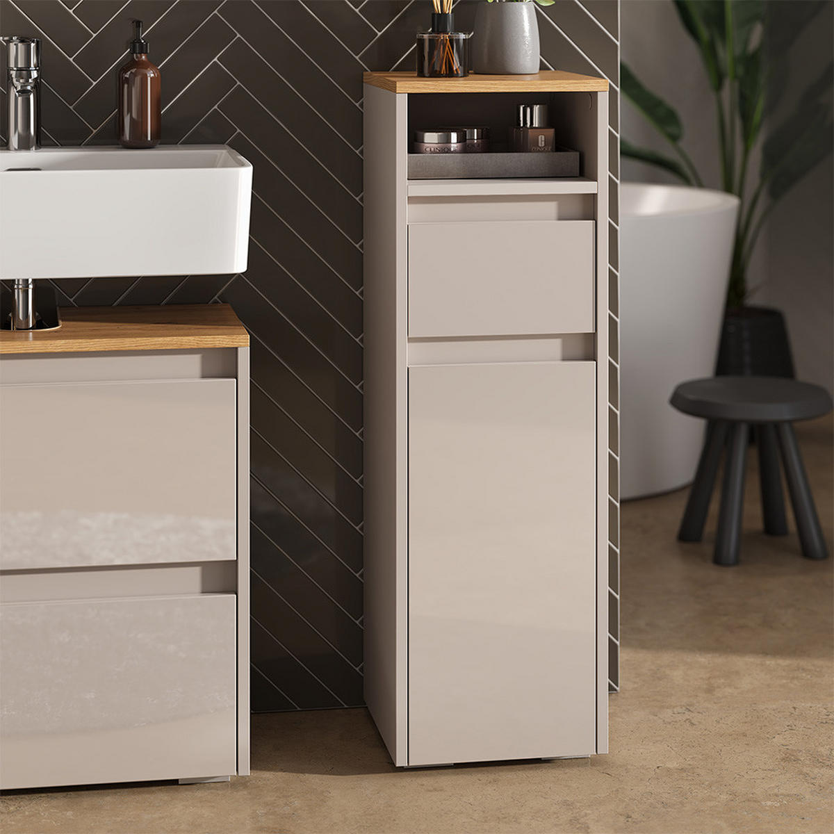 MIDISCHRANK Majest Cashmere 30.2 x 96.3 cm mit Schublade und Tür - Kaschmir, Holzwerkstoff (30.2/96.3/30cm) - Vicco