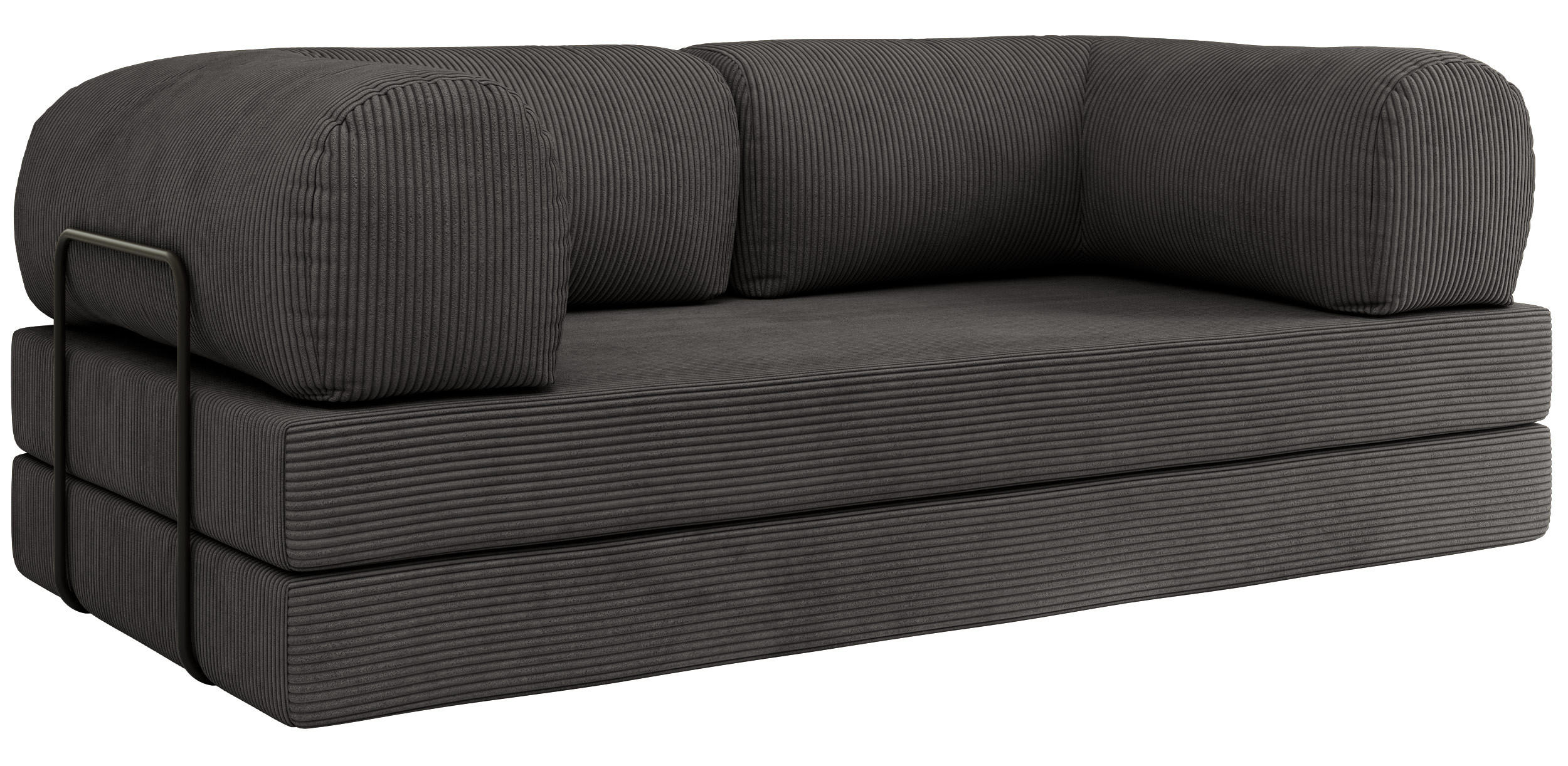 TROJMIESTNA POHOVKA ORSETTO - Tmavosivá Manšester - čierna/tmavosivá, kov/textil (200/70/100cm) - MKS