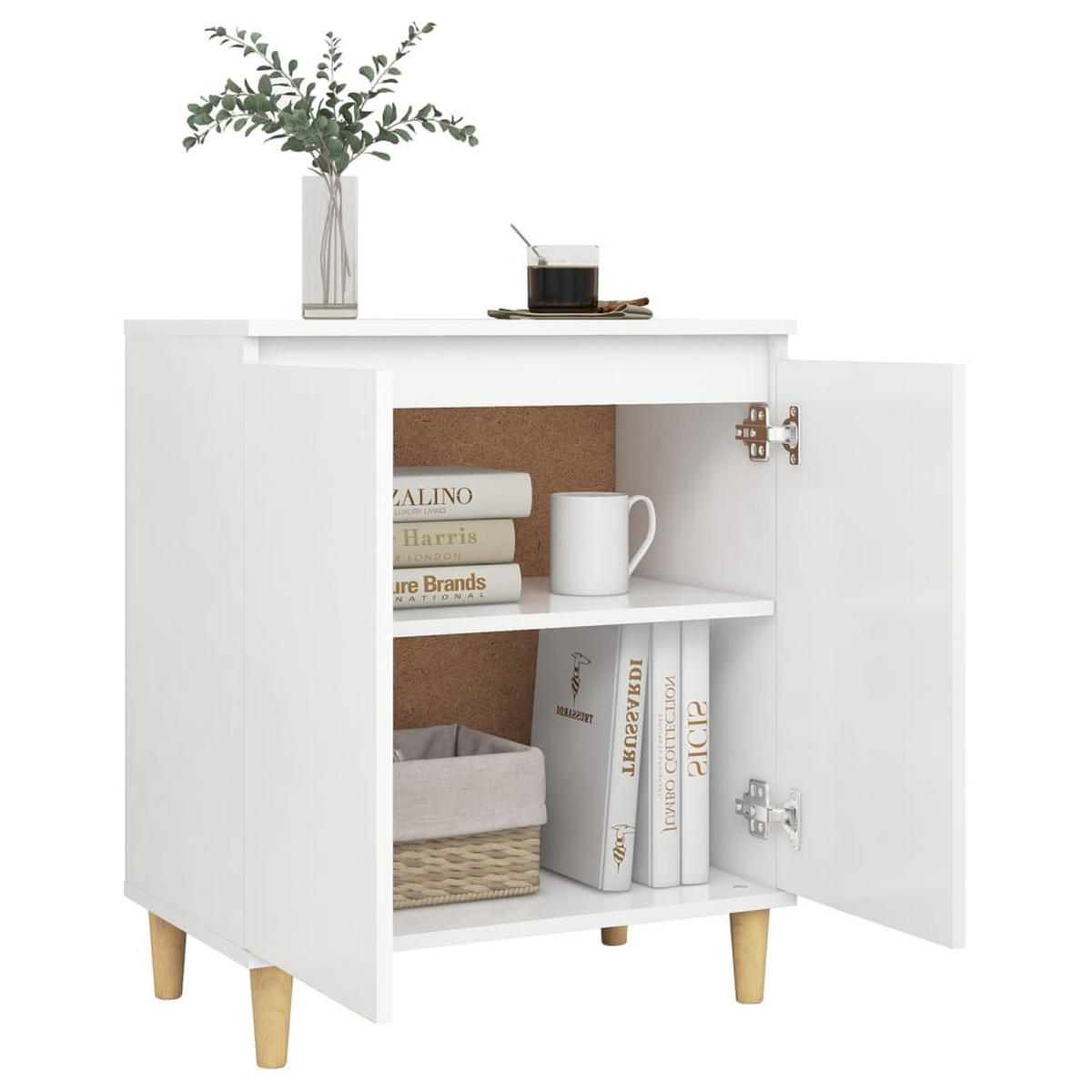 SIDEBOARD Mit Massivholz-Beinen Weiss 60/35/70 Cm Holzwerkstoff - Weiß, Holzwerkstoff (35/70/60cm) - vidaXL