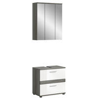 BADKOMBINATION 2tlg. Blake Bad in Rauchsilber Nachbildung und weiß hochglanz B/H/T: 60x191x34 cm - Anthrazit, Holz (60/191/34cm)