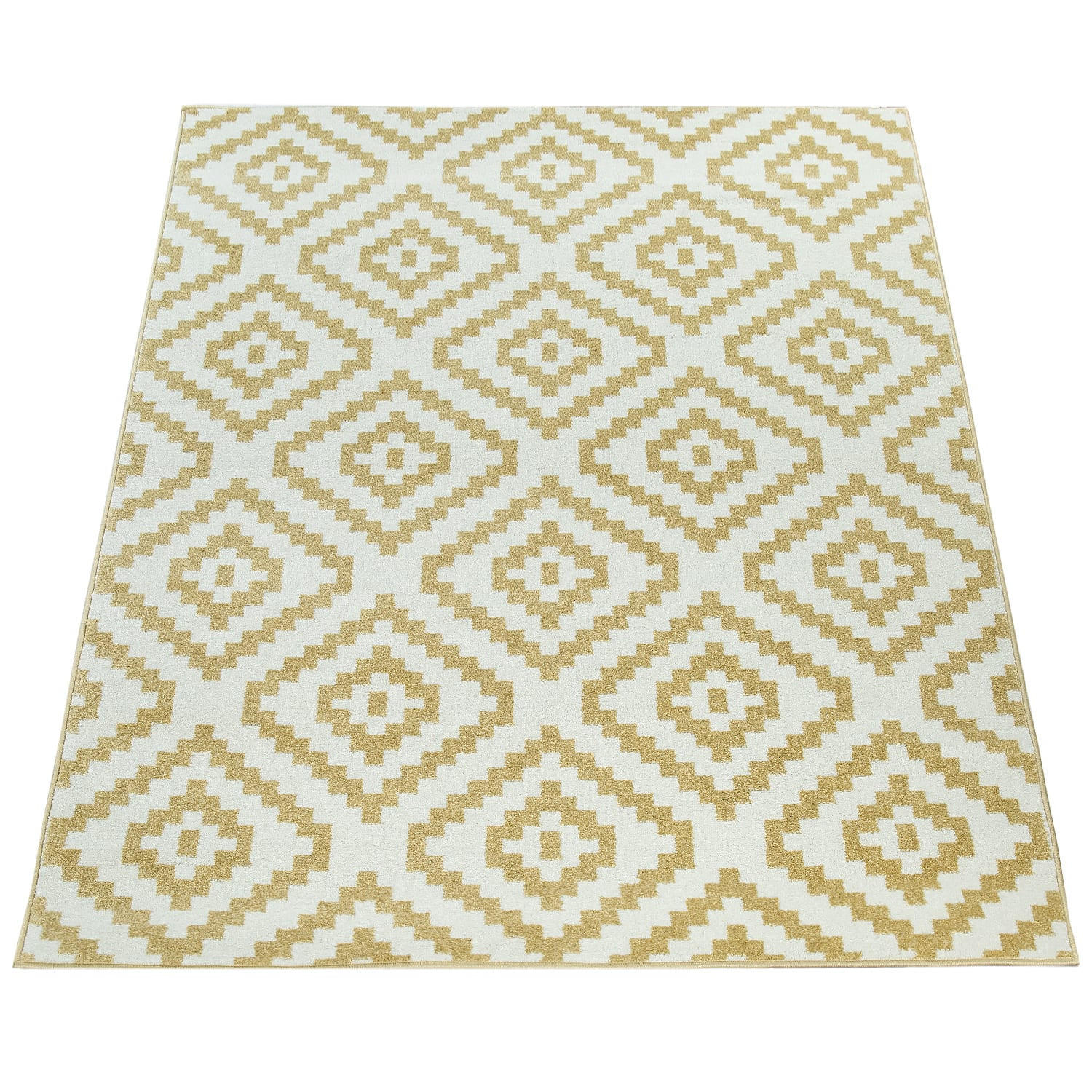 KURZFLORTEPPICH, mit Rautenmuster, aus Polypropylen, Gelb, 200 x 280 cm - Gelb, Textil (200/280cm) - KADIMA DESIGN