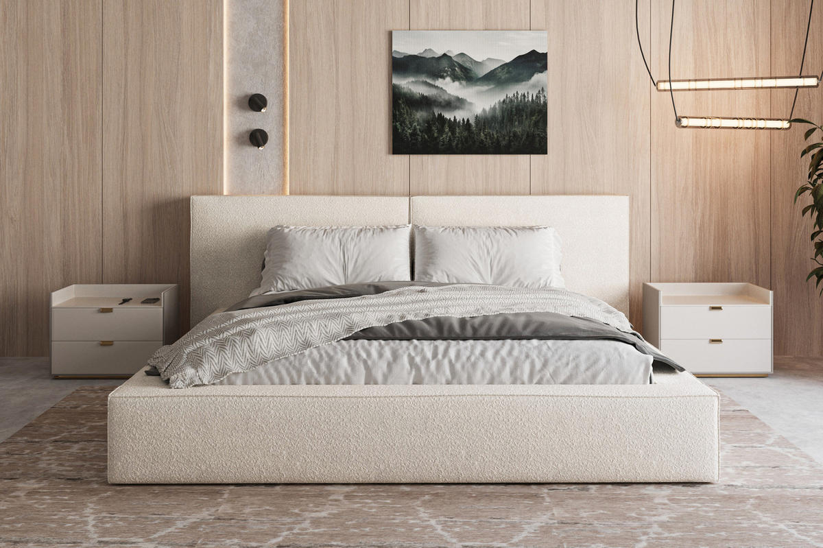 BETT - Polsterbett 06 160x200 - Cream (Anthology 20) - Creme, Holz (160/200cm) - Möblo