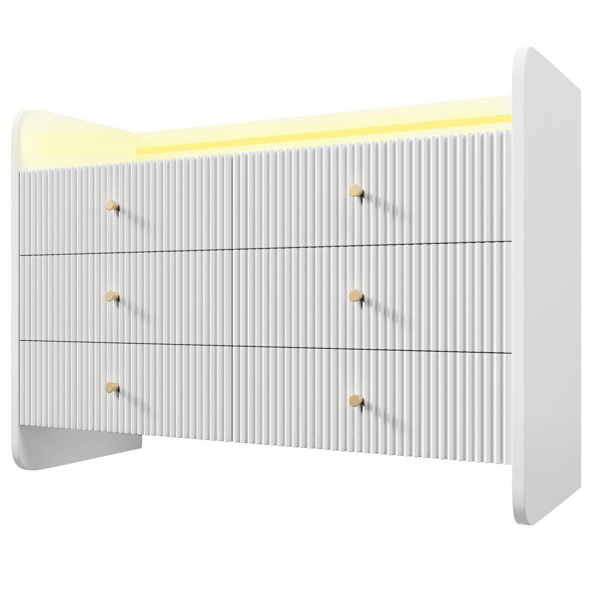 SIDEBOARD 120/40/75 cm z dřevotřísky bílá, LED osvětlení, 6 zásuvek - bílá, kompozitní dřevo (120/75/40cm) - Modenvie