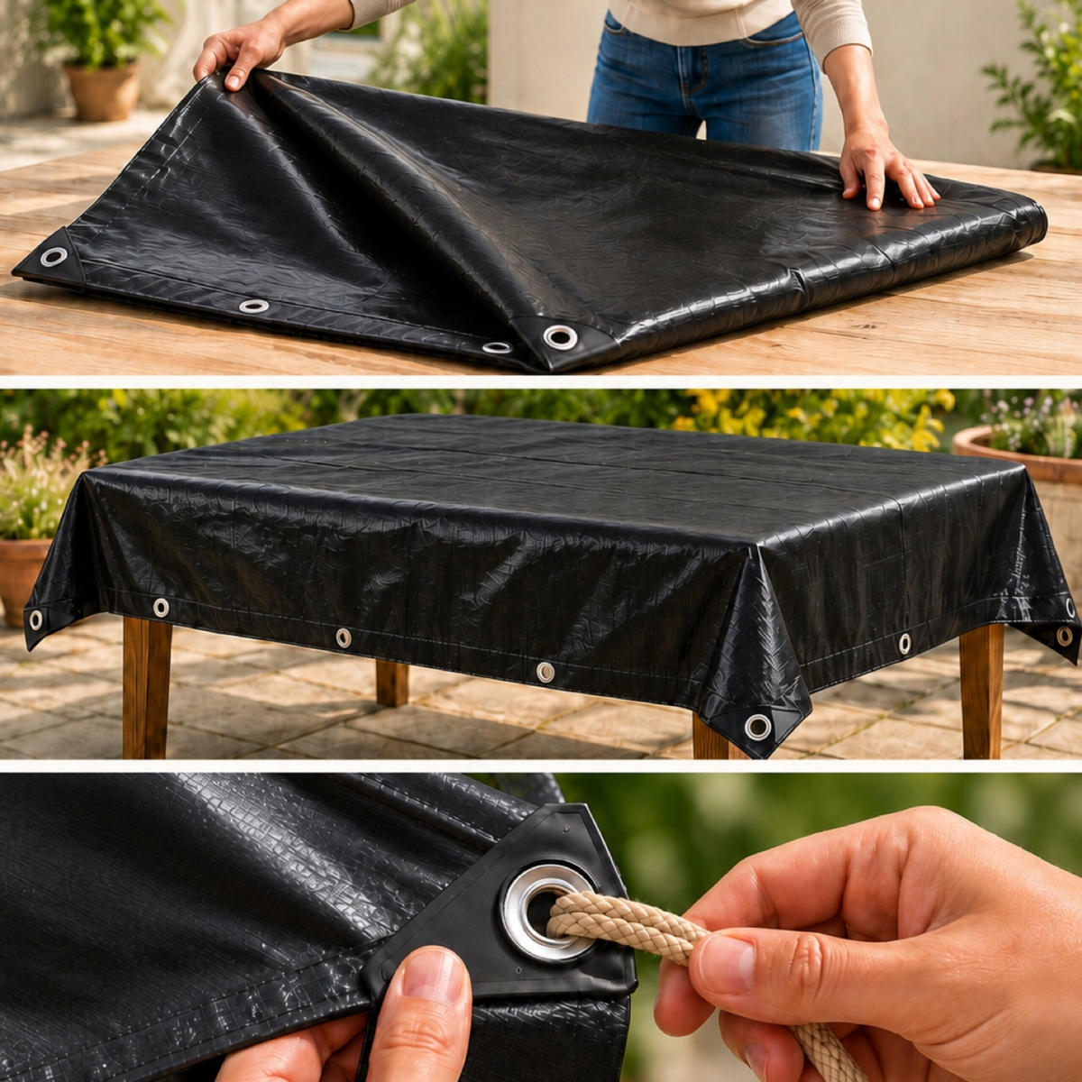 ABDECKPLANE Schwarz wasserdicht 3x4 m - Schwarz, Kunststoff (400/300/0.1cm) - Relaxdays