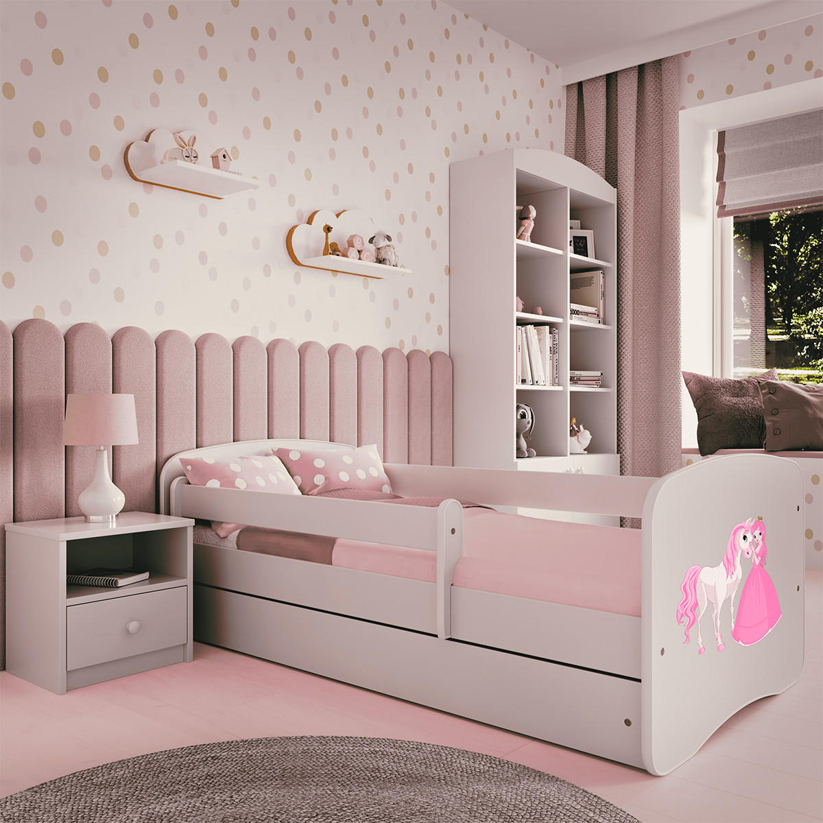 POSTEĽ Biela - pink/biela, kompozitné drevo (80/180cm) - Petits-meubles