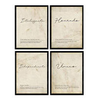 POSTER Set mit 4 Definitionen von meinen Freundc A4 Schwarzer Rahmen - Schwarz, Papier (29.7/3cm) - Nacnic