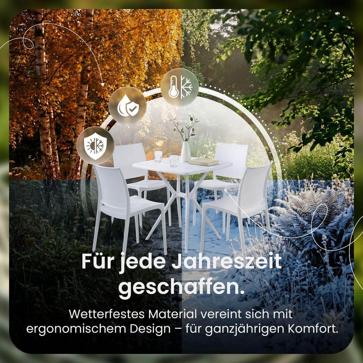 GARTENSITZGRUPPE 4 Kunststoff Weiß - Weiß, Kunststoff - CLP