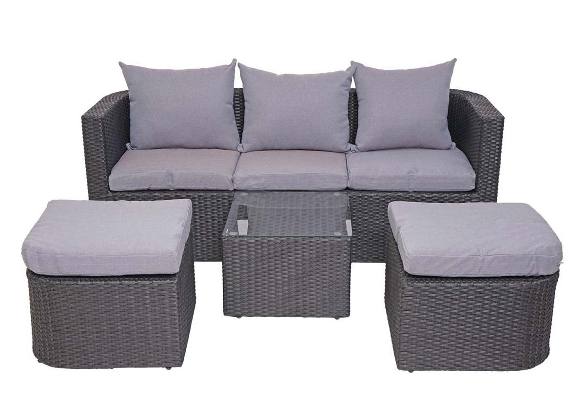 LOUNGE-SET Anthrazit, Hellgrau - Anthrazit/Hellgrau, Holz - MCW
