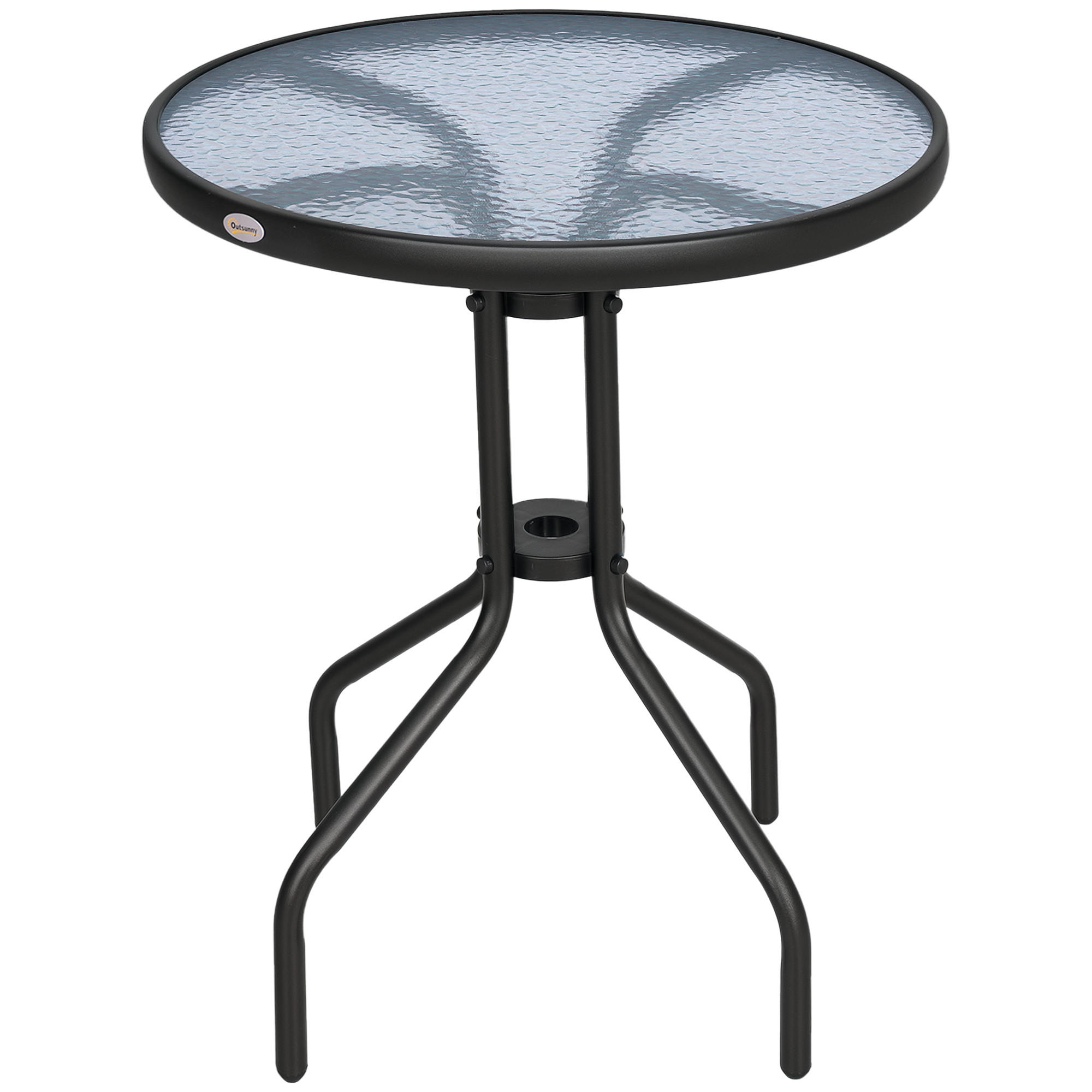 GARTENTISCH DE-07350 rund mit Wasserkräuselung-Muster Schwarz - Schwarz, Glas/Kunststoff (60/60/70cm) - ComfortXL