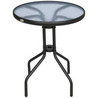 GARTENTISCH DE-07350 rund mit Wasserkräuselung-Muster Schwarz - Schwarz, Glas/Kunststoff (60/60/70cm) - ComfortXL