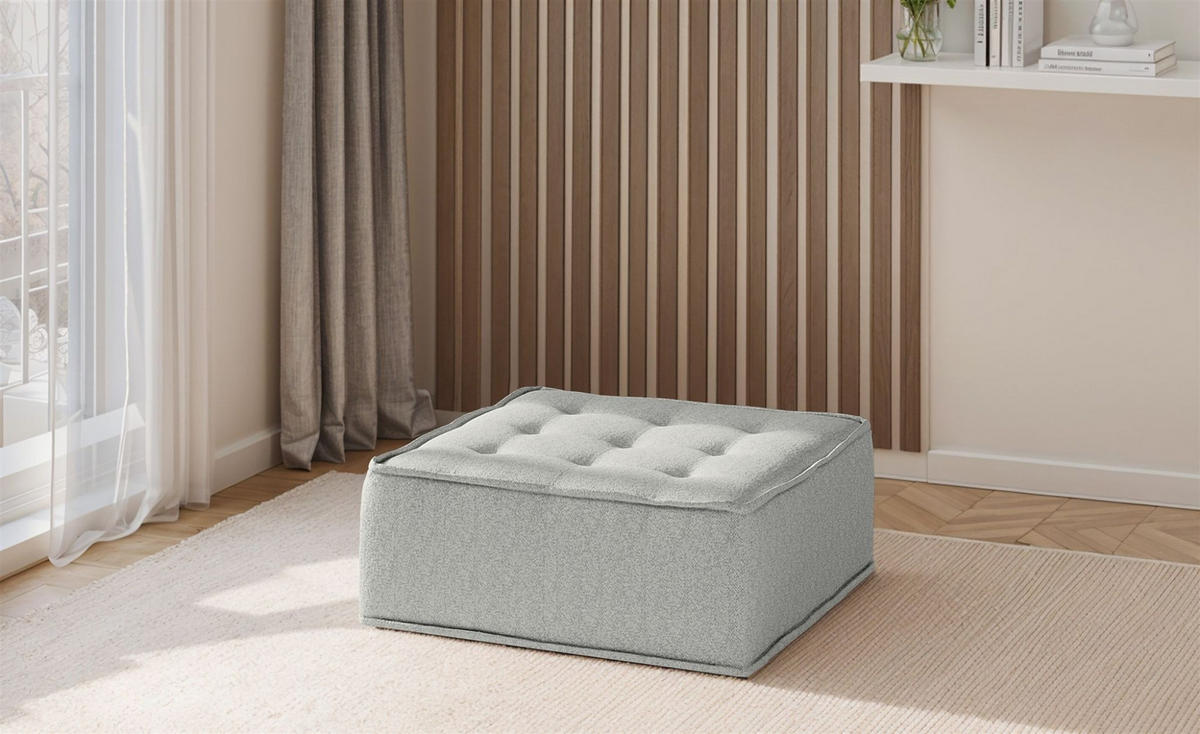 POLSTERHOCKER Sande In Alpine - Hellgrau, Holzwerkstoff/Textil (90/38/90cm) - Fun Möbel