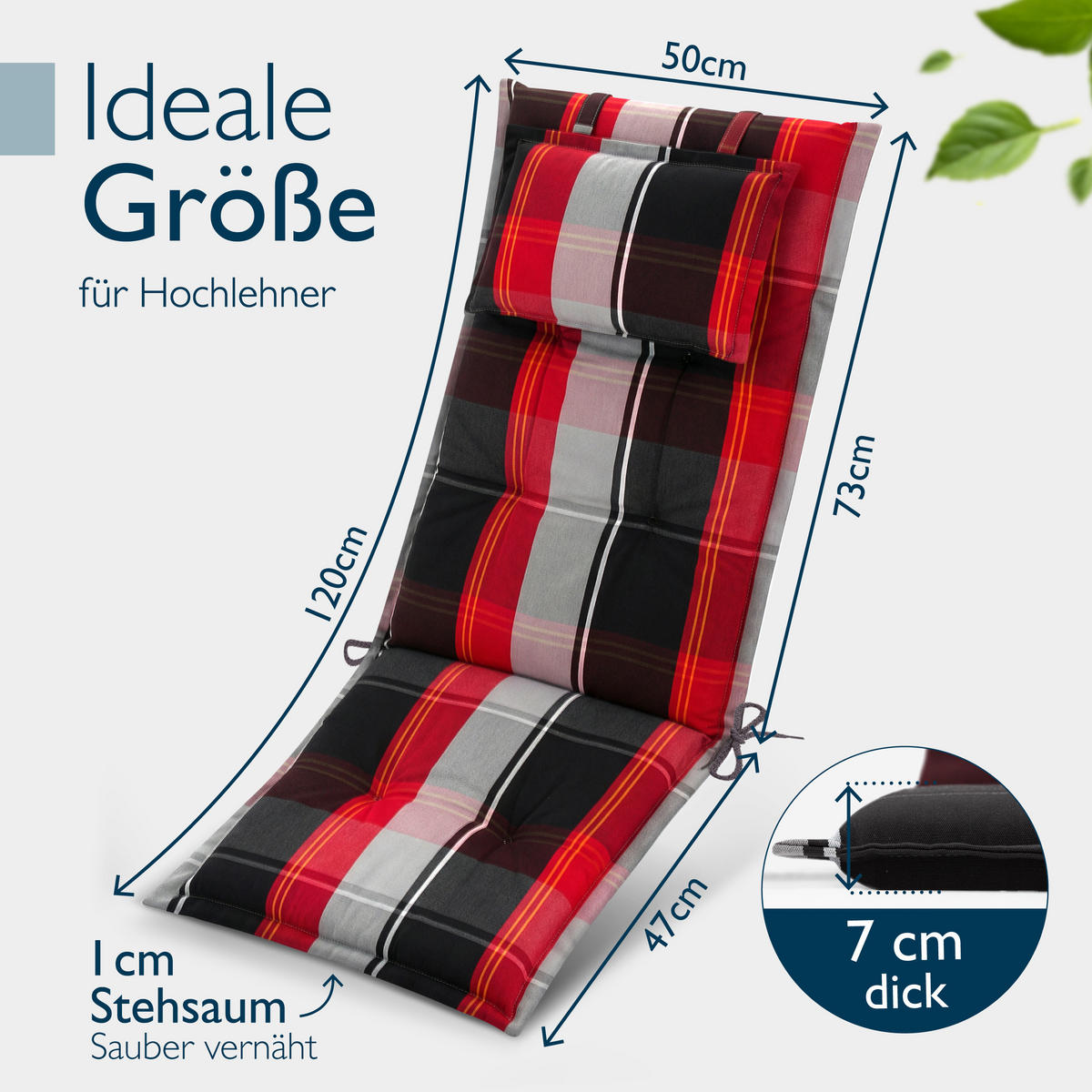 HOCHLEHNER Highlux HL 120x52x7cm Schwarz-Rot-Weiß-Kariert (7tlg) - Schwarz, Textil (52/120cm) - Beautissu 