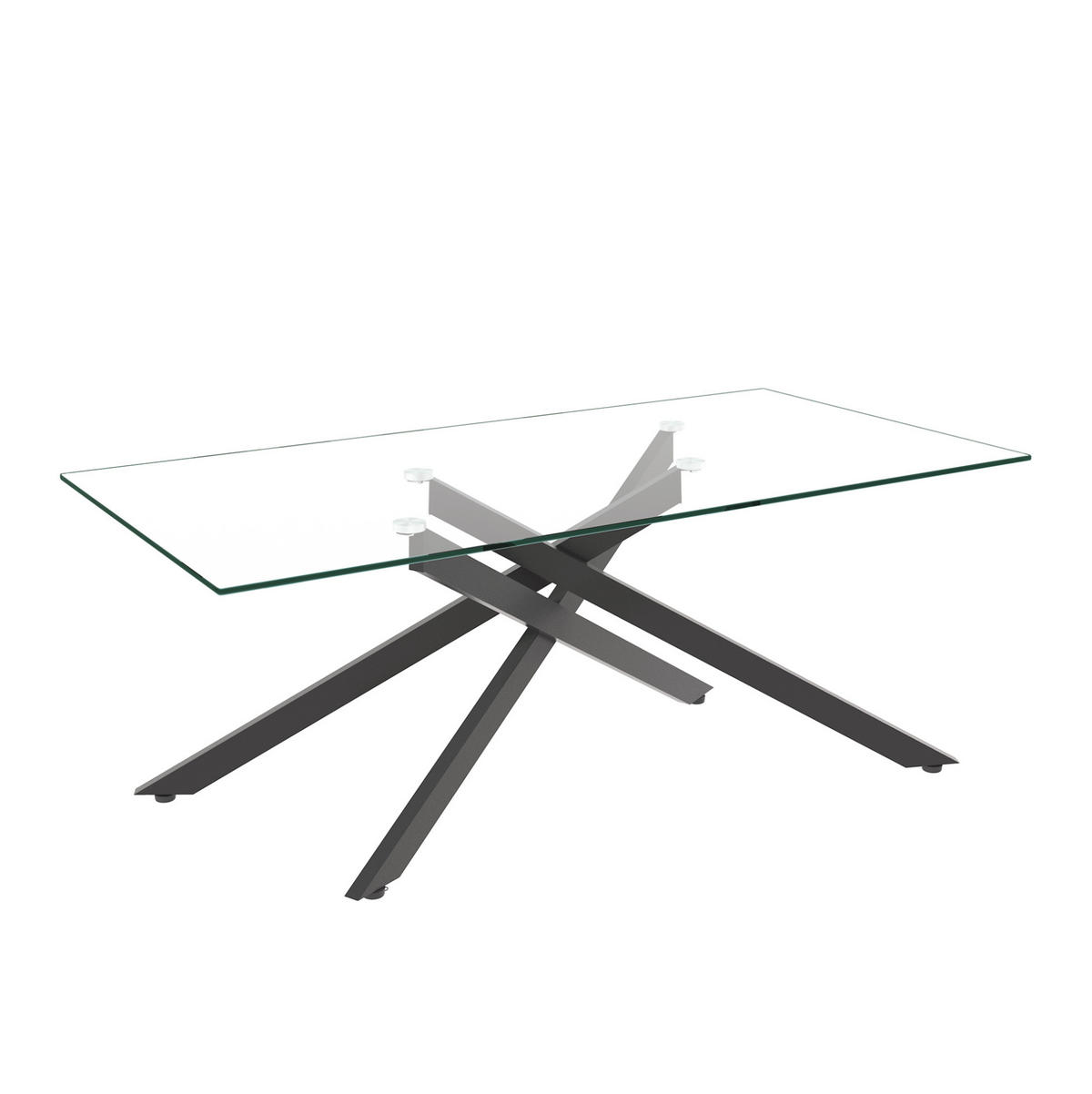COUCHTISCH 120/60/46 cm aus Glas und Metall in Schwarz - Schwarz, Glas (60/120/46cm) - BEAOK