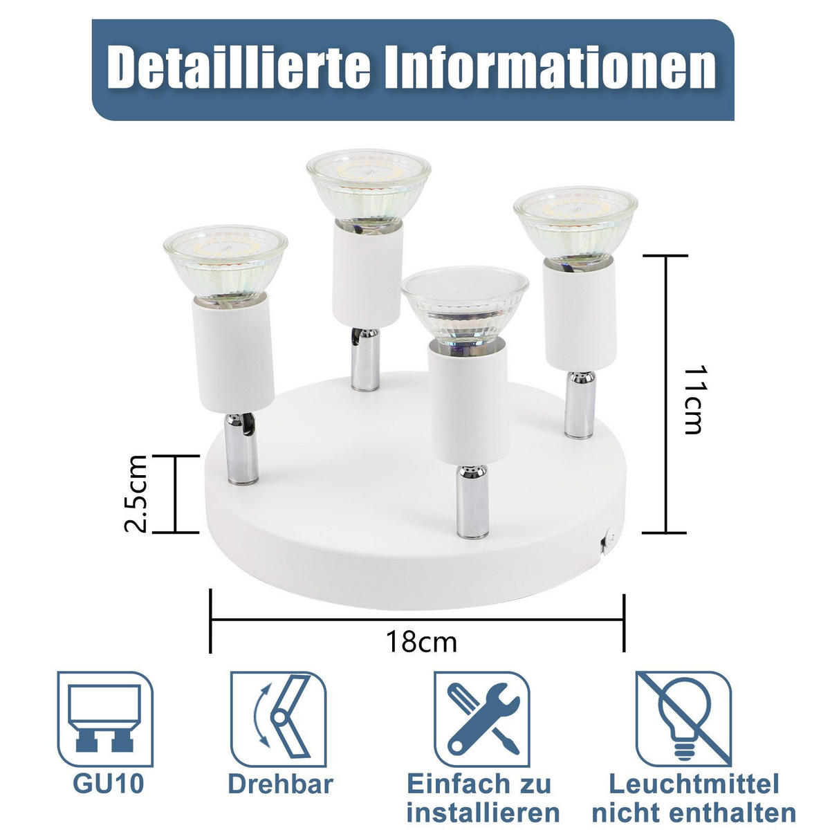 DECKENLEUCHTE Lutton 15/15/8cm - Weiß, Metall (15/15/8cm) - Nettlife