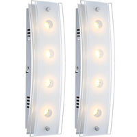 LED WANDLEUCHTE KADIRA Silber Glas satiniert 2er Set - Silberfarben, Glas (9/6.5/33cm) - Globo Lighting
