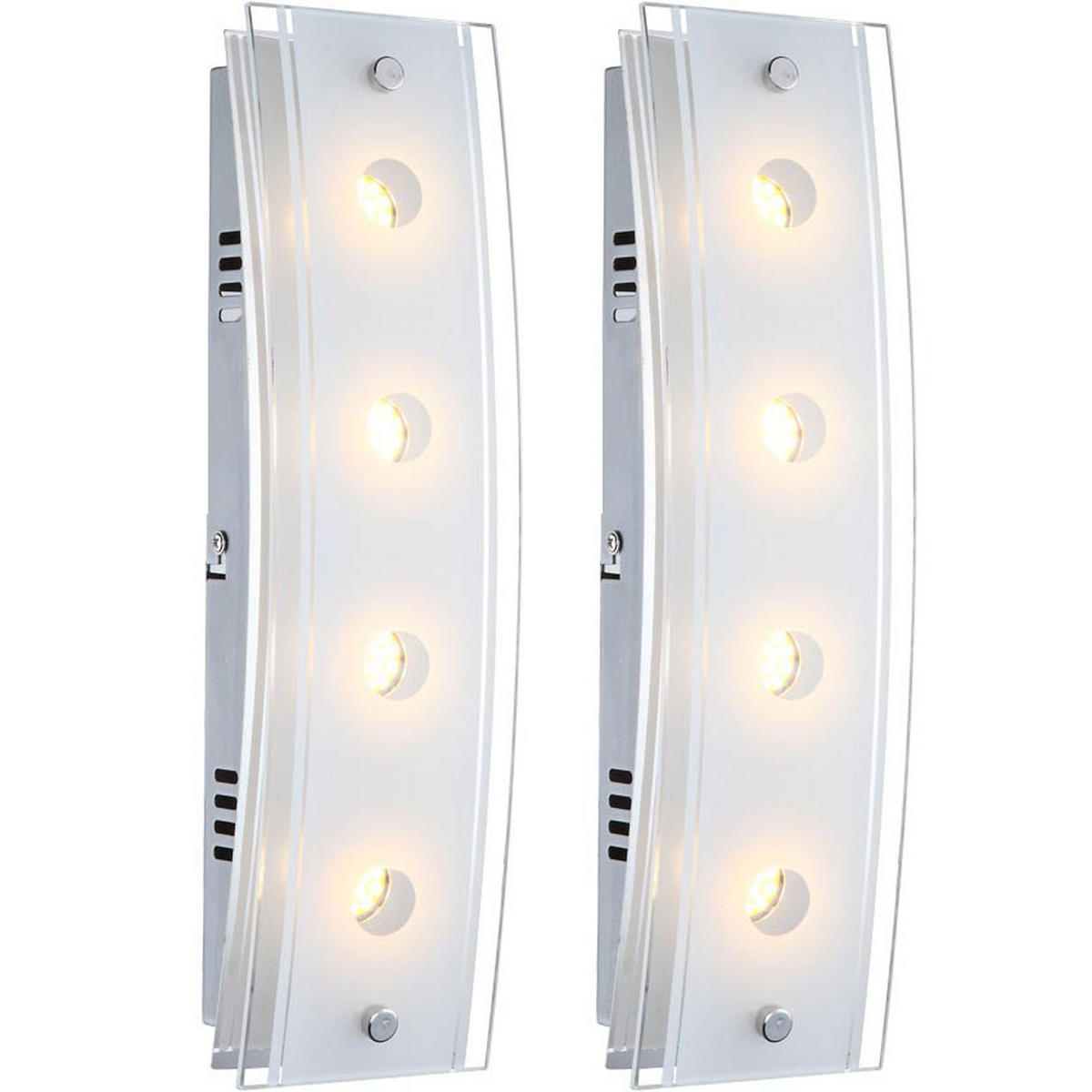 LED WANDLEUCHTE KADIRA Silber Glas satiniert 2er Set - Silberfarben, Glas (9/6.5/33cm) - Globo Lighting