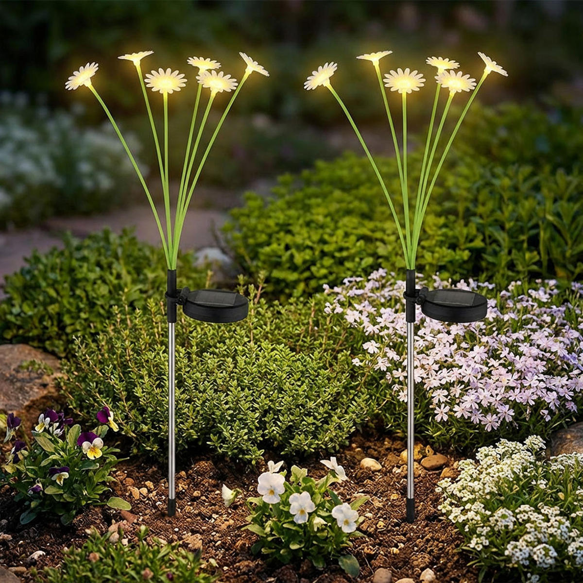 LED SOLAR STECKLEUCHTE Grün matt 2er Set - Grün, Metall (20/20/70cm) - Globo Lighting