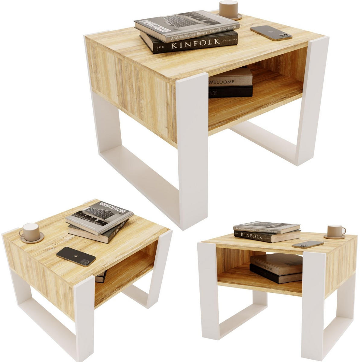 COUCHTISCH Holzwerkstoff rechteckig stabil Kiefer Milford 45/53,6/65cm - Kiefer Milford/Weiß, Holzwerkstoff (53.6/65/45cm) - CraftPAK