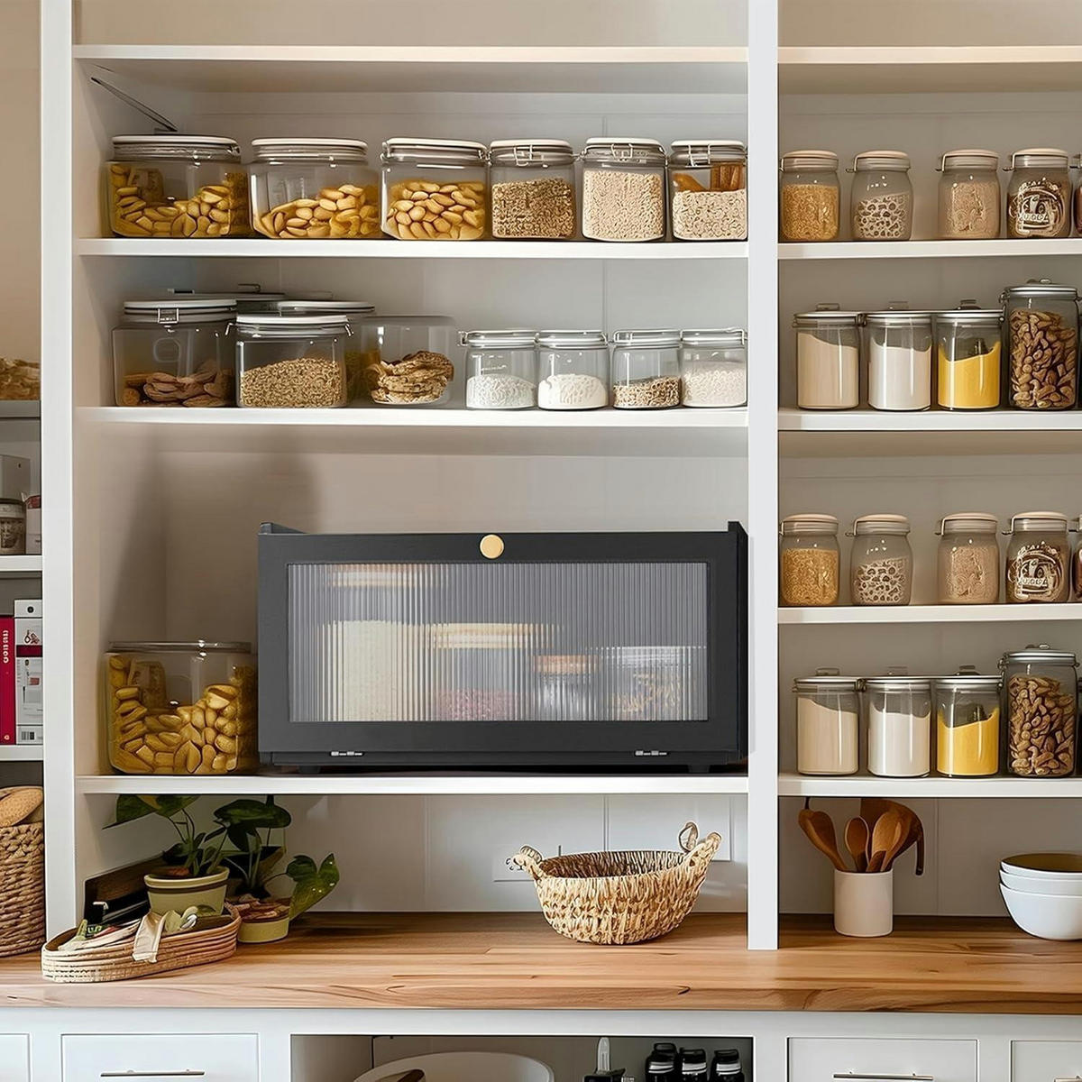 BROTKASTEN Bambus Schwarz 40 cm - Schwarz, Naturmaterialien (25/20/40cm)