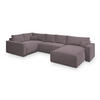 WOHNLANDSCHAFT VELAMI L-S Lila Velours-Stoff mit Schlaffunktion - Lila, Holz (365/83/194cm) - MASSENO
