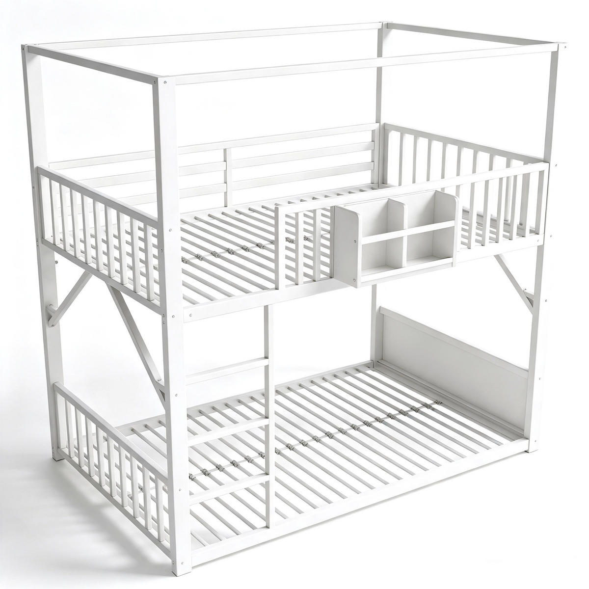 ETAGENBETT 90/200 cm Metall mit Dachdesign, DE-41590, in Weiß - Weiß, Metall (90/200cm) - ComfortXL