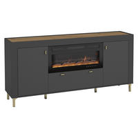 SIDEBOARD Mossa 2D1S MO07 mit Kamin - Goldfarben/Schwarz, Holzwerkstoff/Kunststoff (177/84/40cm) - MIRJAN24