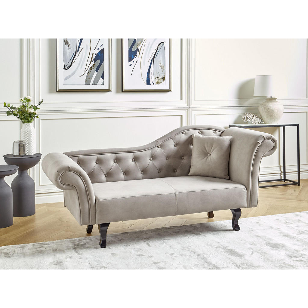 Thumbnail - Beliani Chaiselongue, Beige, Grau, Dunkelbraun, Textil, 192x81x59 cm, Wohnzimmer, Sessel, Relaxliegen