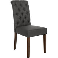 STUHL Stoff dunkelgrau - Dunkelgrau/Walnussfarben, Holz/Textil (45/98/63cm) - CLP