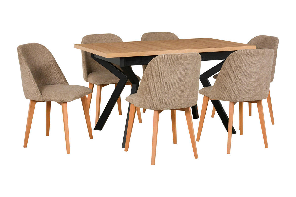 ESSTISCH Ikon 4, 140-180/80 cm, artisan - Eiche Artisan, Holz (80/140/78cm) - Leaf Design