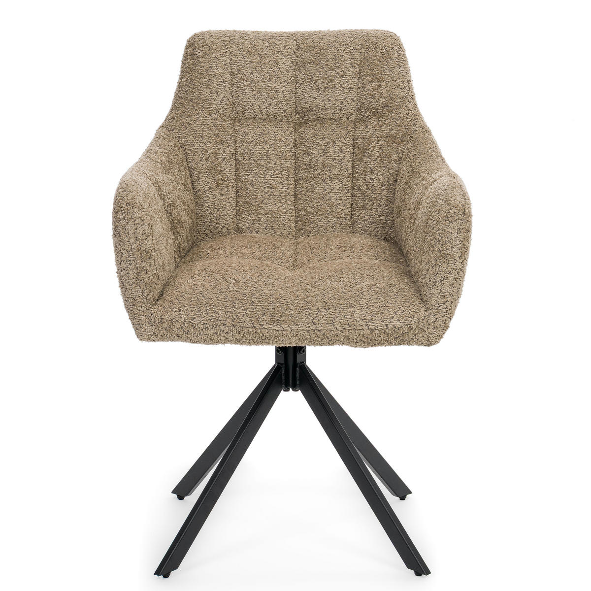 STUHL FANO X drehbar gepolsterter mit Steppung - beige - Boucle - Sandfarben/Beige, Textil/Metall (58/83/59cm) - NEW HOME