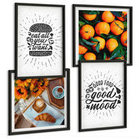BILDER SET 4er Set - 50x50 cm & 40x60 cm Schwarzer Rahmen - Juicy Oranges Kitchen - Schwarz, Kunststoff (50/50cm) - TULUP