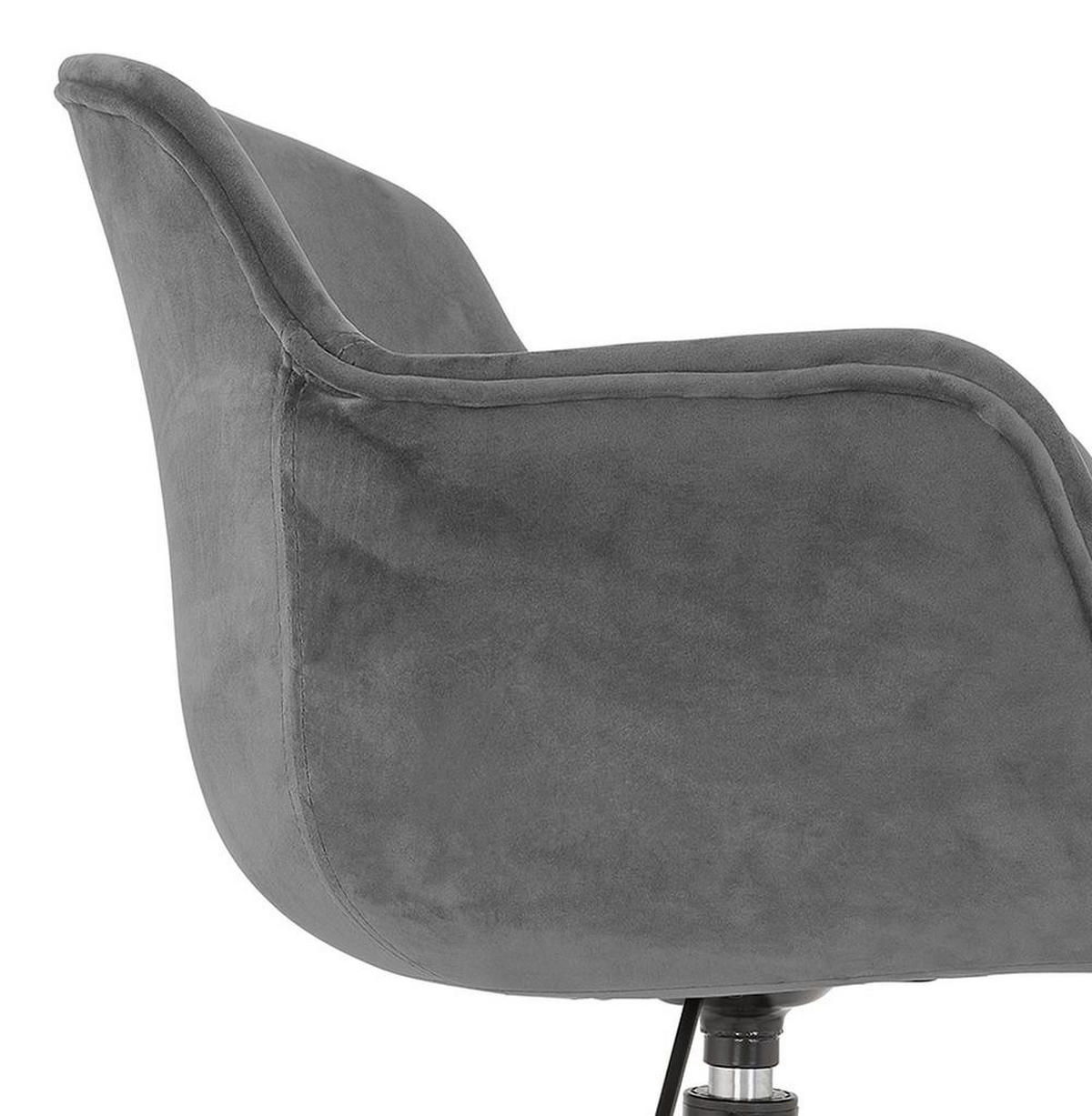 BÜROSTUHL Samt mit Rollen, 360° drehbar und höhenverstellbar PILANO, Anthrazit 54x59x80 cm - Anthrazit/Schwarz, Textil/Metall (59/80/54cm) - KADIMA DESIGN