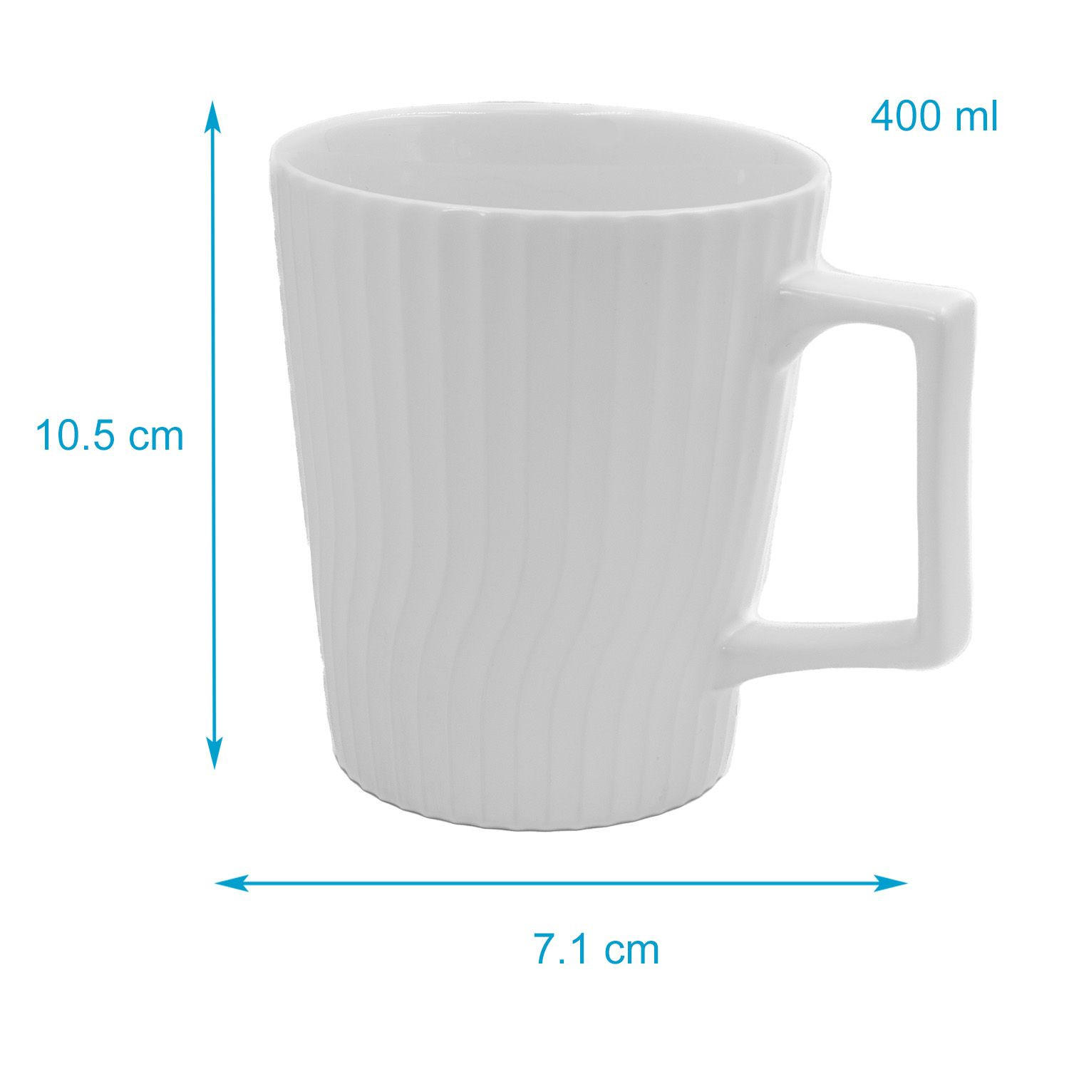 KAFFEETASSE 400 ml (6-tlg.) - Weiß, Keramik (9.4/10.5/12.5cm) - Intirilife