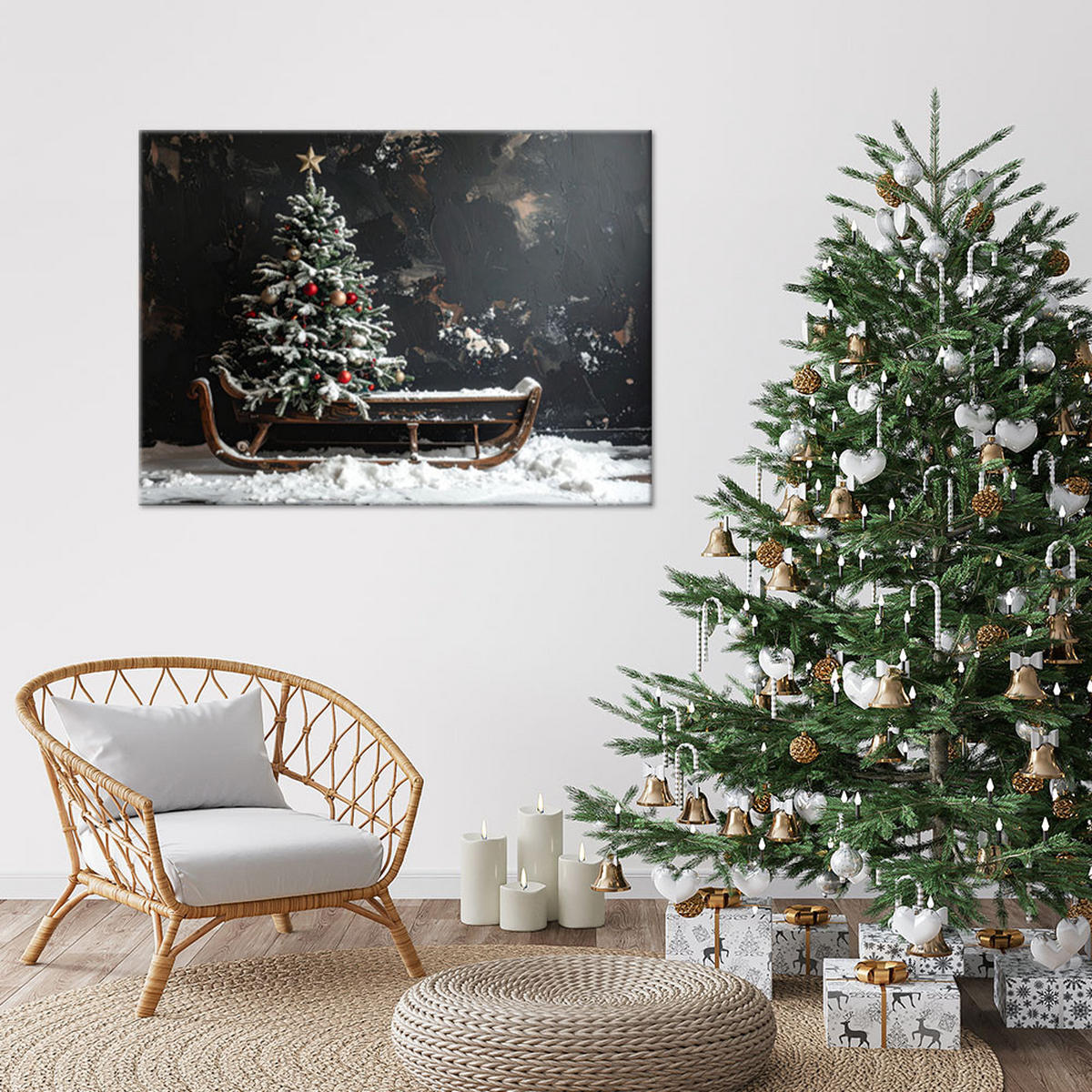 LEINWANDBILD Weihnachten 120x80cm - Schwarz, Textil (120/80cm) - Feeby