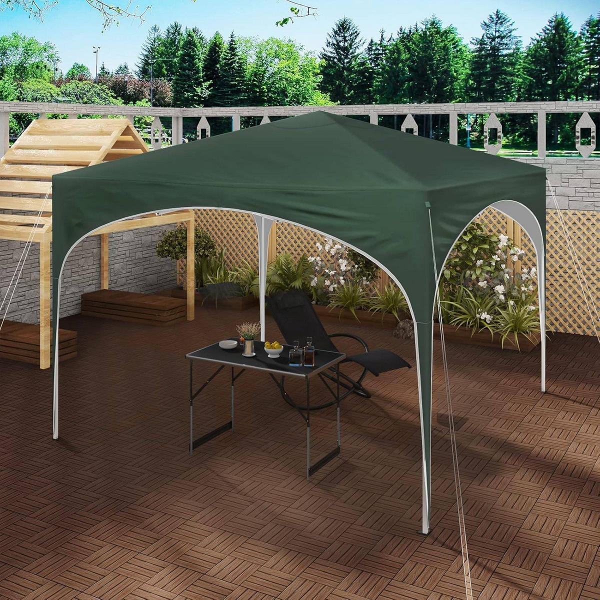 PAVILLON Faltbar wasserdichter Faltpavillon, aus Oxford Metallrahmen 3x3m - Grün, Metall (300/260/300cm) - Woltu
