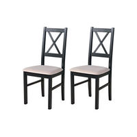 STUHL Nilo 10 (2er Set) - Beige/Schwarz, Holz (43/94/40cm) - Leaf Design