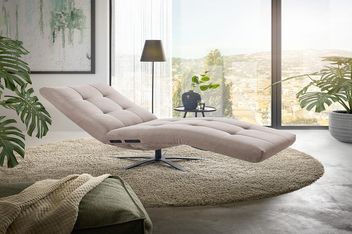 RELAXLIEGE LETICIA Beige Cord - Beige/Schwarz, Textil/Metall (82/115/156cm) - KAWOLA