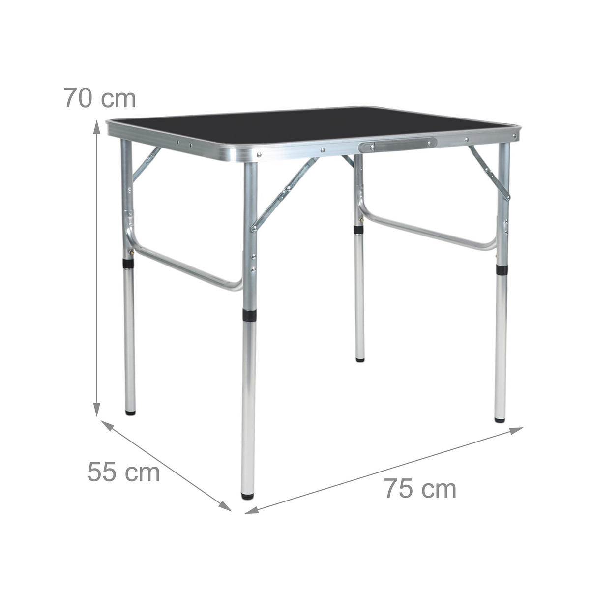 CAMPINGTISCH - Schwarz, Holzwerkstoff/Kunststoff (55/75/70cm) - Relaxdays
