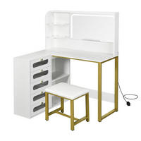 SCHMINKTISCH mit LED, Spiegel, Hocker und Schubladen, Frisiertisch für Schlafzimmer - Weiß, Holz (80/135/120cm) - PARAFTA HOME